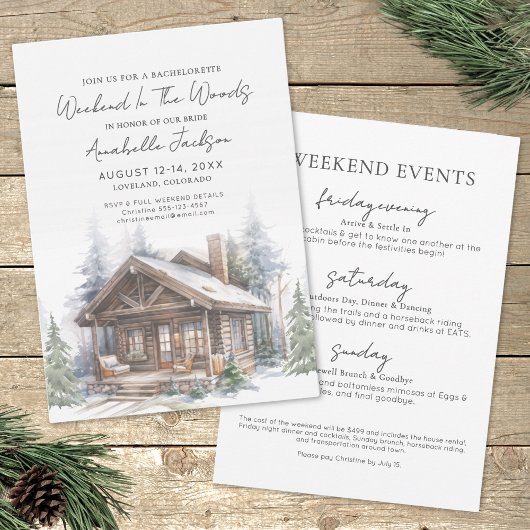 Invitation Week-end dans les bois, camping, enterrement de vi