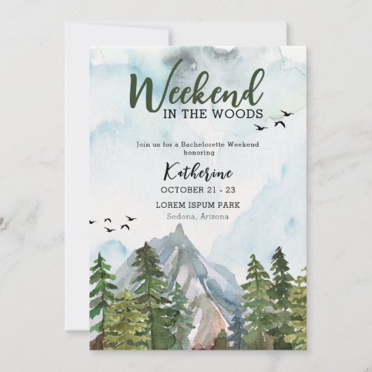 Invitation Week-end dans les bois enterrement de vie de jeune (Devant)