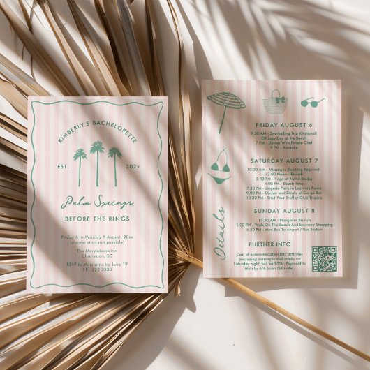 Invitation Week-end de Bachelorette à Palm Springs Rose et Ve