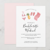 Invitation Week-end de Bachelorette aquarelle Changement de p (Devant / Derrière)