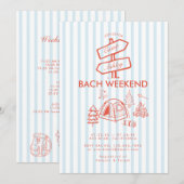 Invitation Week-end de Bachelorette Camping Rétro Fantaisiste (Devant / Derrière)