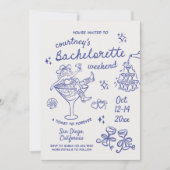 Invitation Week-end de Bachelorette Cowgirl Dessiné à la Main (Devant)