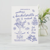 Invitation Week-end de Bachelorette Cowgirl Dessiné à la Main (Debout devant)