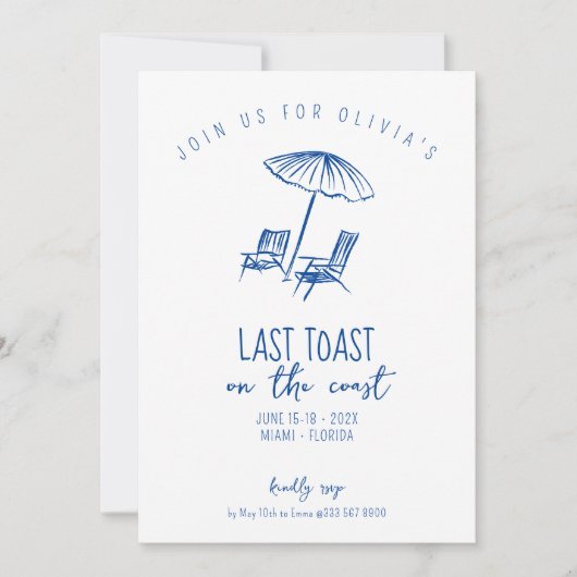 Invitation week-end de bachelorette de plage côtière (Devant)