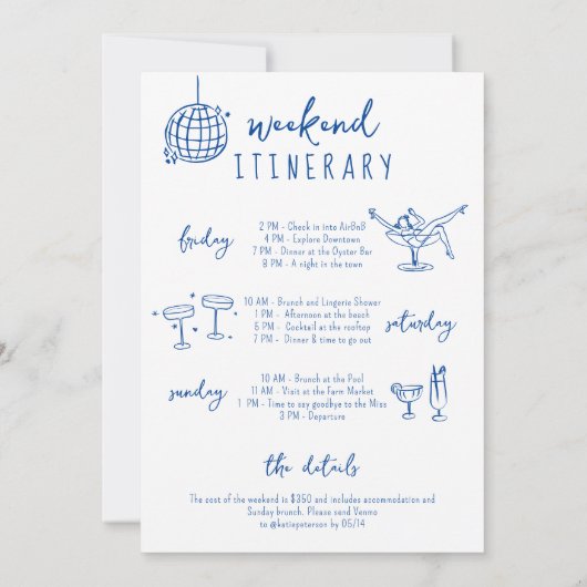 Invitation week-end de bachelorette de plage côtière (Dos)