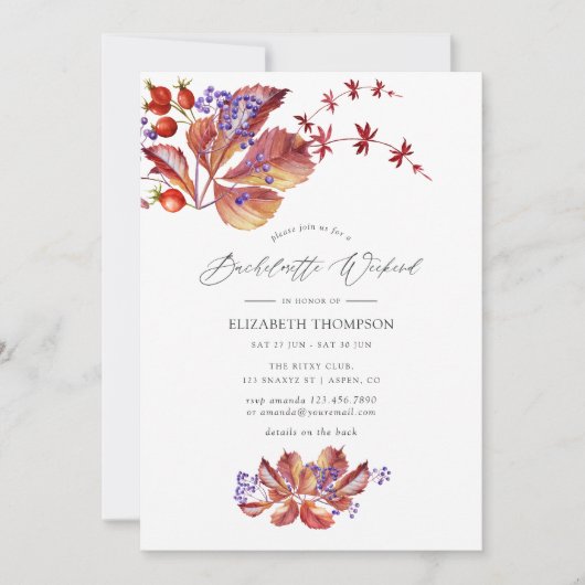 Invitation Week-end de Bachelorette de vacances d'automne (Devant)