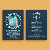 Invitation Week-end de Bachelorette des Cowgirls Côtiers Bleu