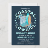 Invitation Week-end de Bachelorette des Cowgirls Côtiers Bleu (Devant)