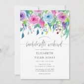 Invitation Week-end de Bachelorette Florale à thème ultra vio (Devant)