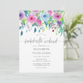 Invitation Week-end de Bachelorette Florale à thème ultra vio (Debout devant)