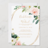 Invitation Week-end de Bachelorette Géométrique Verdure & Or (Devant)