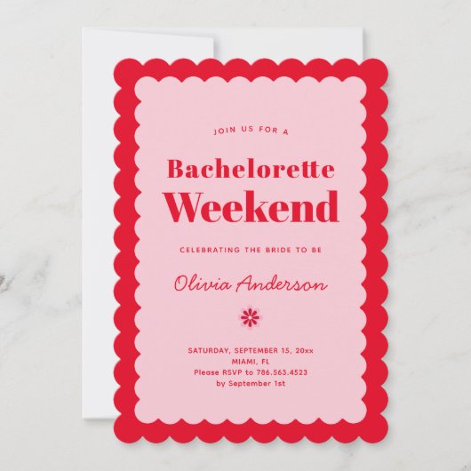 Invitation Week-end de bachelorette Itinéraire (Devant)