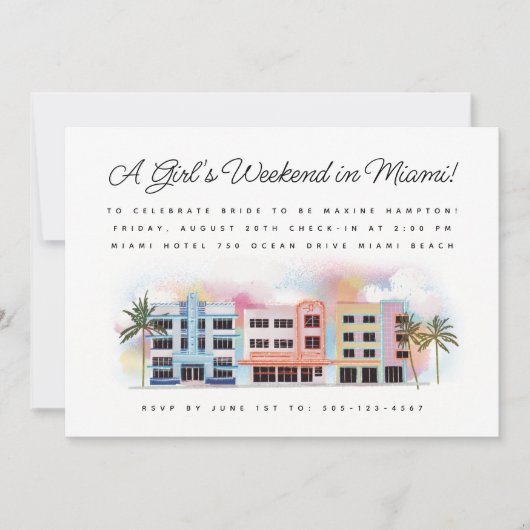 Invitation Week-end de Bachelorette Miami Beach (Devant)