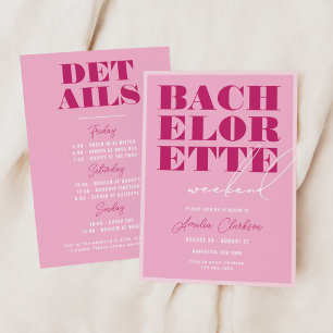 Invitation Week-end de bachelorette rose gras