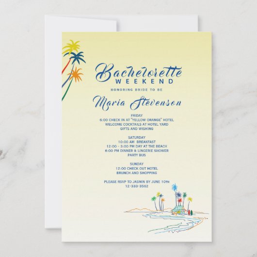 Invitation Week-end de Bachelorette Tropicale (Devant)