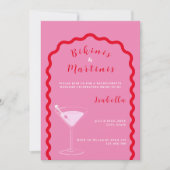 Invitation Week-End De Bikinis Et Martinis Rose Bachelorette (Devant)