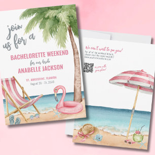 Invitation Week-end de célibataire à la plage mignon