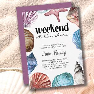 Invitation Week-end de célibataire aquarelle coquillage Bord