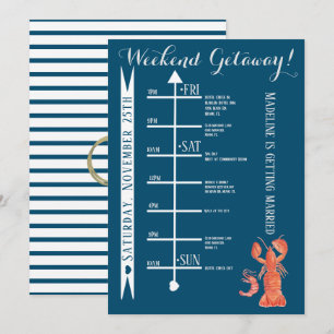 Invitation Week-end de célibataire au homard à l'aquarelle