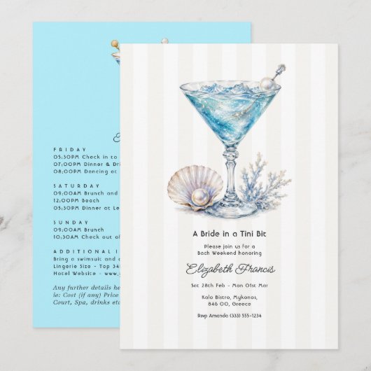 Invitation Week-end de célibataire au Martini Chic Côté Luxe (Devant / Derrière)
