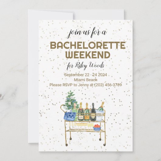 Invitation Week-end de célibataire Bar Cart Grandmillennial (Devant)