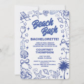 Invitation Week-end de célibataire Bash Blue Plage Dessinée à (Devant)