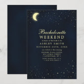 Invitation Week-end de célibataire Céleste Lune Étoiles Minui (Devant / Derrière)