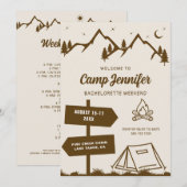 Invitation Week-end de célibataire de camp dessiné à la main (Devant / Derrière)