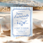 Invitation Week-end de célibataire de plage côtière dessiné à
