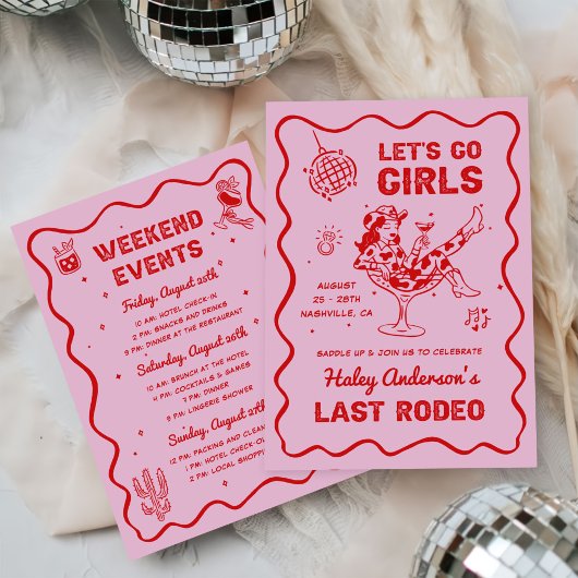 Invitation Week-end de célibataire de Rodéo Cowgirl Disco