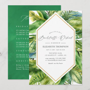 Invitation Week-end de célibataire d'été tropical à l'aquarel
