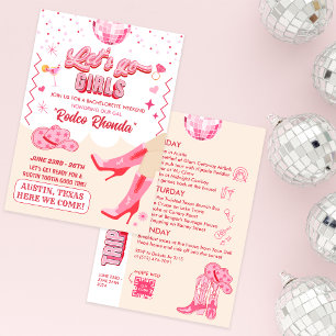 Invitation Week-end de célibataire Disco Cowgirl Adulte