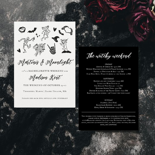 Invitation Week-end de célibataire effrayant Martinis & Moonl