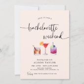 Invitation Week-end de célibataire en cocktail calligraphie (Devant)