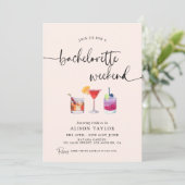 Invitation Week-end de célibataire en cocktail calligraphie (Debout devant)