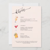 Invitation Week-end de célibataire en cocktail calligraphie (Dos)