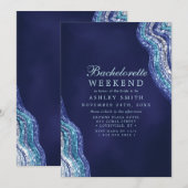 Invitation Week-end de célibataire en géode d'agate sarcelle  (Devant / Derrière)