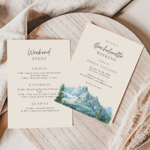 Invitation Week-end de célibataire en montagne beige chaud