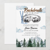 Invitation week-end de célibataire en ski aquarelle (Devant / Derrière)