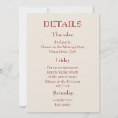 Invitation Week-end de célibataire en terracotta girly (Dos)