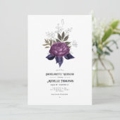 Invitation Week-end de célibataire gothique violet noir et or (Debout devant)