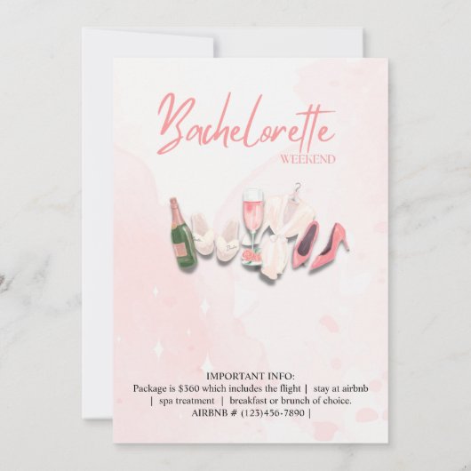 Invitation Week-end de célibataire Itinéraire modifiable (Dos)