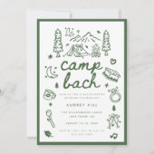 Invitation Week-end de célibataire Modern Camp Bach Green Scr (Devant)