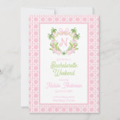 Invitation Week-end de célibataire Palm Beach Monogram Crest (Devant)