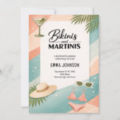 Invitation Week-end de célibataire plage Bikinis et Martinis (Devant)