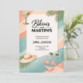 Invitation Week-end de célibataire plage Bikinis et Martinis (Debout devant)
