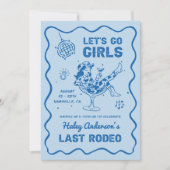 Invitation Week-end de célibataire Rodeo Cowgirl Disco Bleu (Devant)