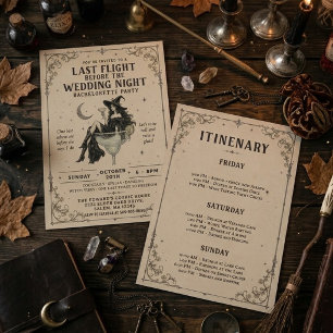 Invitation Week-end de célibataire sorcière Halloween