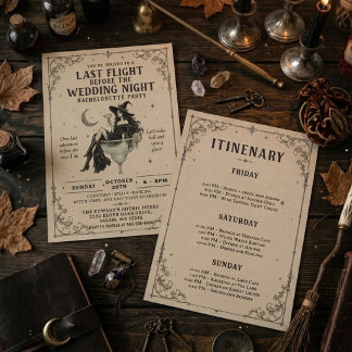 Invitation Week-end de célibataire sorcière Halloween