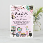 Invitation Week-end de célibataire tendance fille (Debout devant)